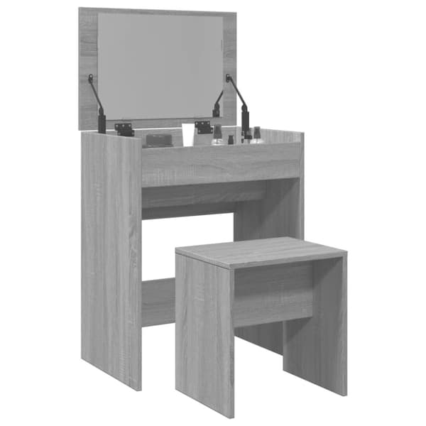 vidaXL kosmetikbord med skammel 60x40x113,5 cm grå sonoma-eg