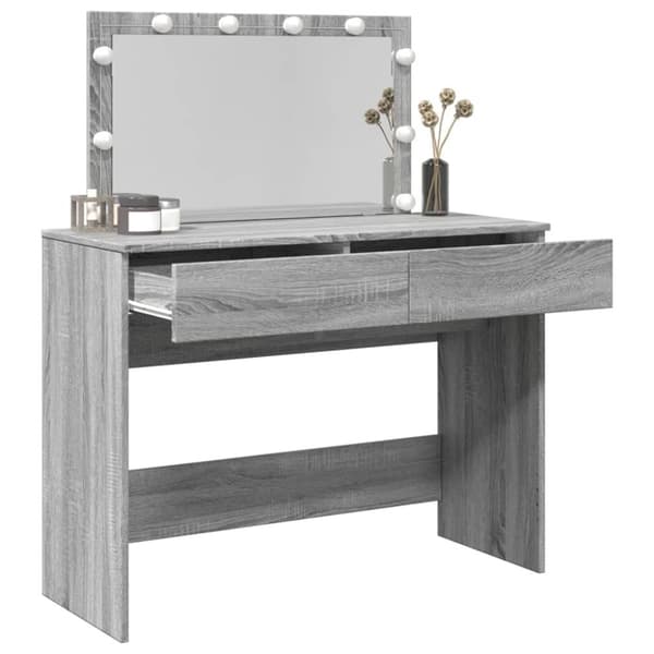 vidaXL Sminkbord med LED grå sonoma 100x40x120 cm