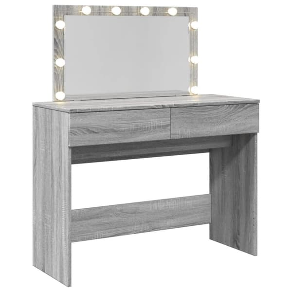 vidaXL Sminkbord med LED grå sonoma 100x40x120 cm