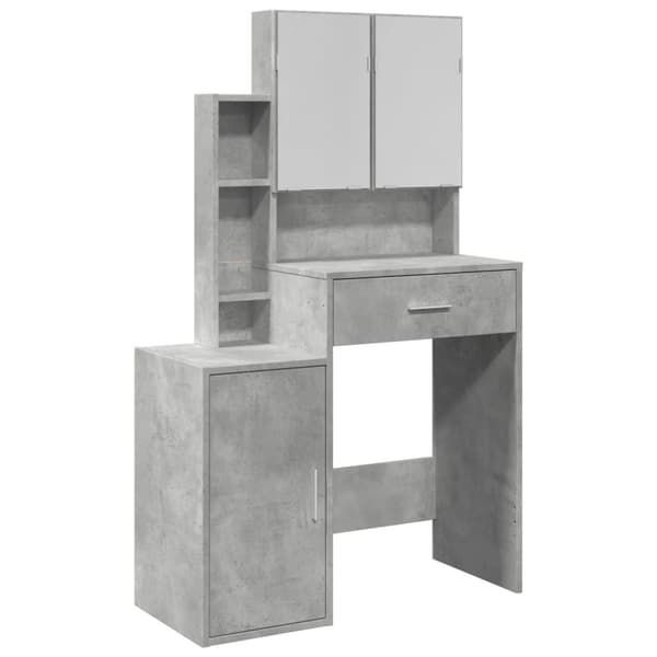 vidaXL Sminkbord med skåp betonggrå 80x35x132 cm