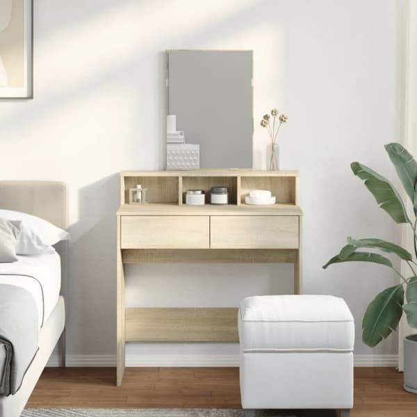 vidaXL Sminkbord med spegel sonoma-ek 80x41x144,5 cm
