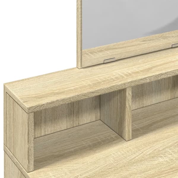 vidaXL Sminkbord med spegel sonoma-ek 80x41x144,5 cm