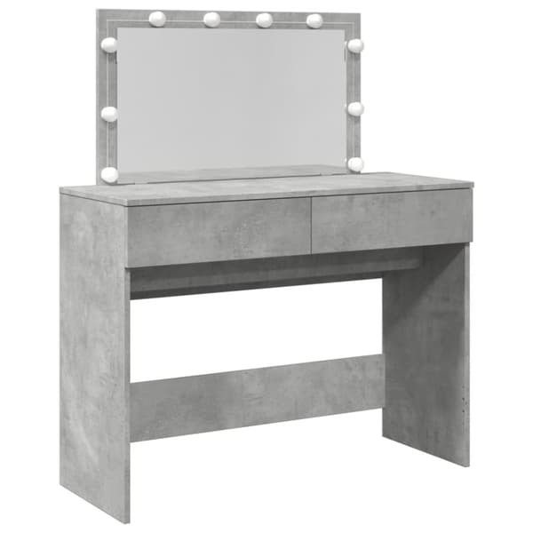 vidaXL Sminkebord med LED betonggrå 100x40x120 cm