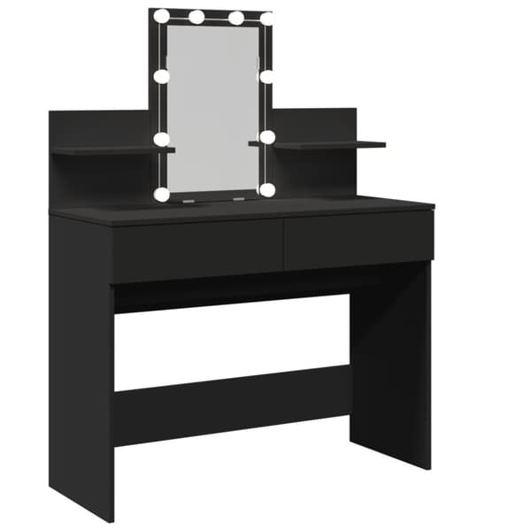 vidaXL Sminkebord med LED svart 100x40x130 cm