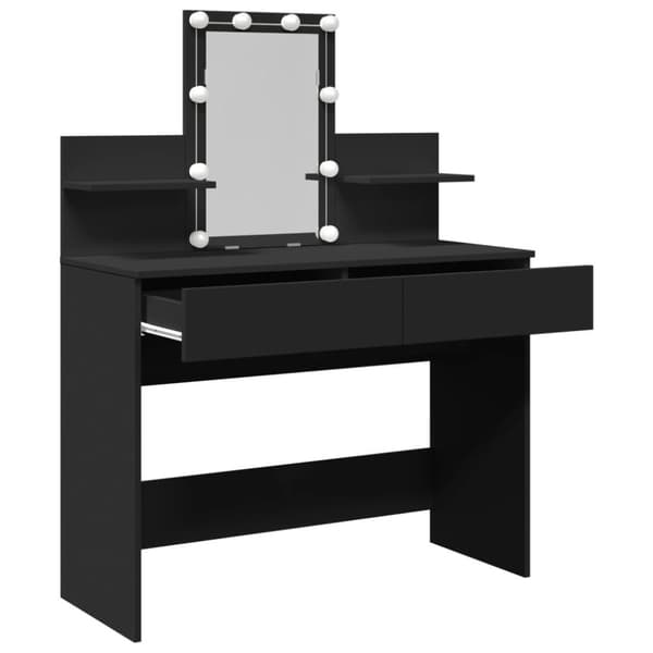 vidaXL Sminkebord med LED svart 100x40x130 cm