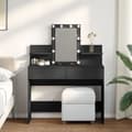 Miniatyrbilde 2 av 11: vidaXL Sminkebord med LED svart 100x40x130 cm