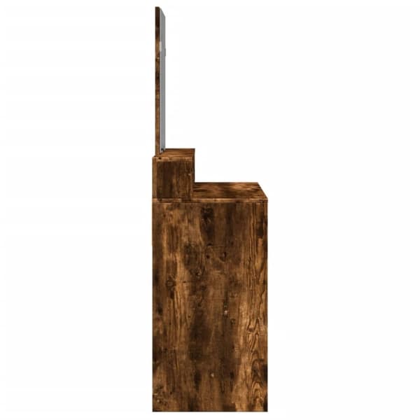 vidaXL Sminkebord med speil røkt eik 80x41x144,5 cm