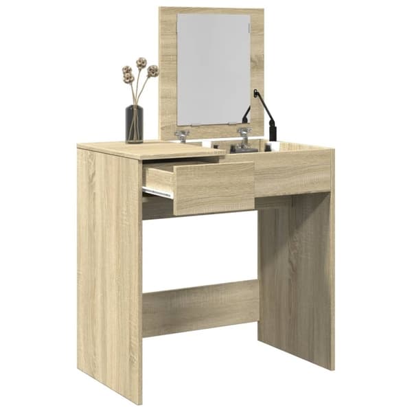vidaXL Sminkebord med speil sonoma eik 73x46,5x120 cm
