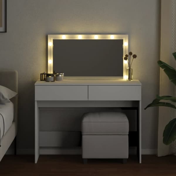 vidaXL makeupbord med LED-lys 100x40x120 cm hvid