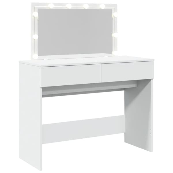 vidaXL makeupbord med LED-lys 100x40x120 cm hvid