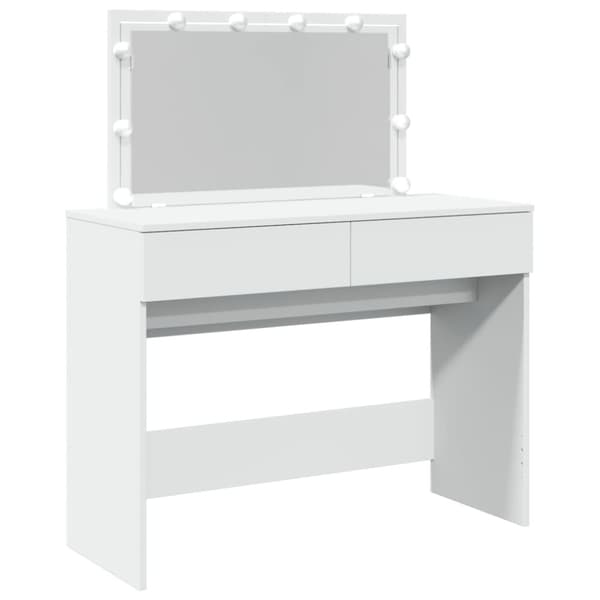 vidaXL makeupbord med LED-lys 100x40x120 cm hvid