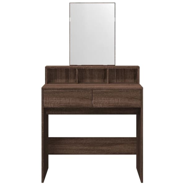 vidaXL makeupbord med spejl 80x41x144,5 cm brun egetræsfarve