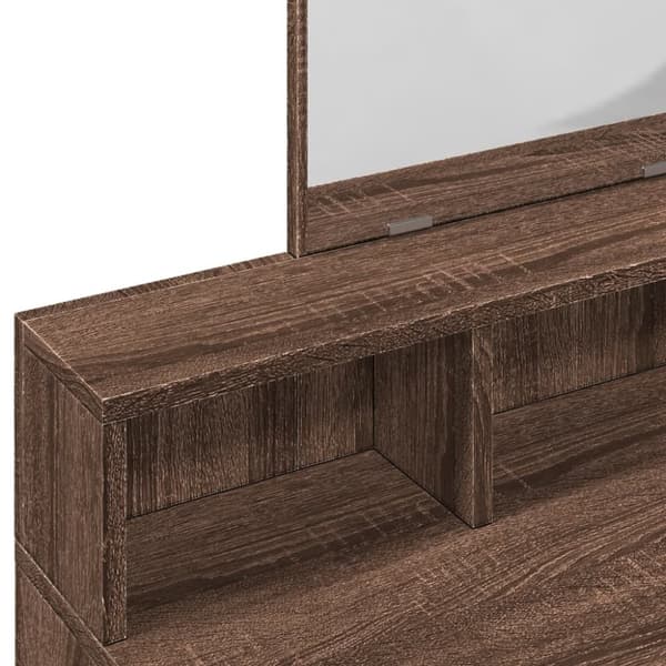 vidaXL makeupbord med spejl 80x41x144,5 cm brun egetræsfarve
