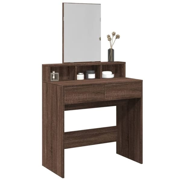 vidaXL makeupbord med spejl 80x41x144,5 cm brun egetræsfarve