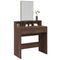 Miniatyrbillede 2 af 11: vidaXL makeupbord med spejl 80x41x144,5 cm brun egetræsfarve