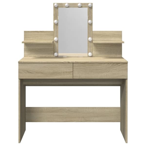 vidaXL makeupbord med LED-lys 100x40x130 cm brun sonoma-eg