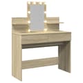 Miniatyrbillede 9 af 11: vidaXL makeupbord med LED-lys 100x40x130 cm brun sonoma-eg