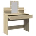 Miniatyrbillede 10 af 11: vidaXL makeupbord med LED-lys 100x40x130 cm brun sonoma-eg