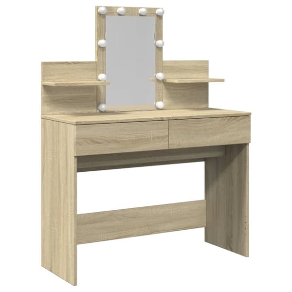 vidaXL makeupbord med LED-lys 100x40x130 cm brun sonoma-eg