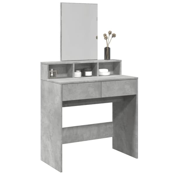 vidaXL makeupbord med spejl 80x41x144,5 cm betongrå