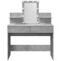 Miniatyrbillede 6 af 11: vidaXL makeupbord med LED-lys 100x40x130 cm betongrå