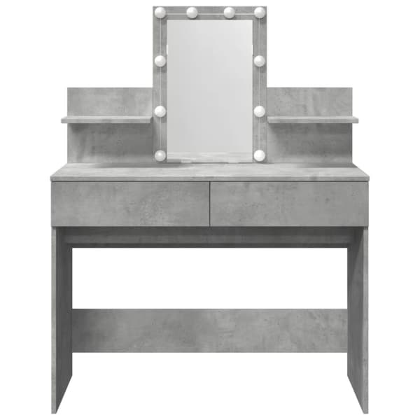 vidaXL makeupbord med LED-lys 100x40x130 cm betongrå