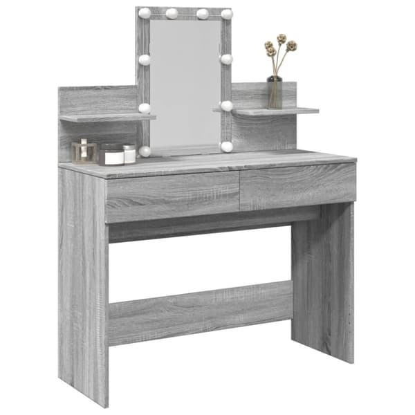 vidaXL Peilipöytä LED-valoilla harmaa Sonoma 100x40x130 cm