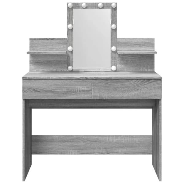 vidaXL Peilipöytä LED-valoilla harmaa Sonoma 100x40x130 cm