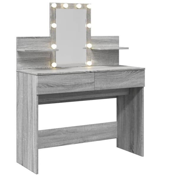 vidaXL Peilipöytä LED-valoilla harmaa Sonoma 100x40x130 cm