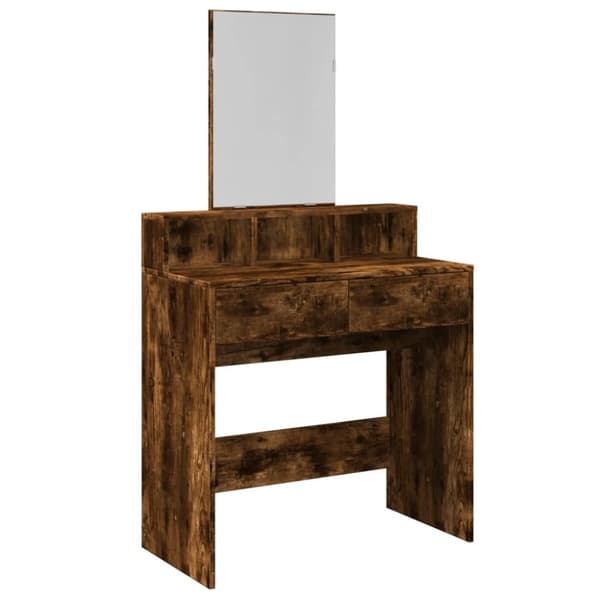 vidaXL makeupbord med spejl 80x41x144,5 cm røget egetræsfarve