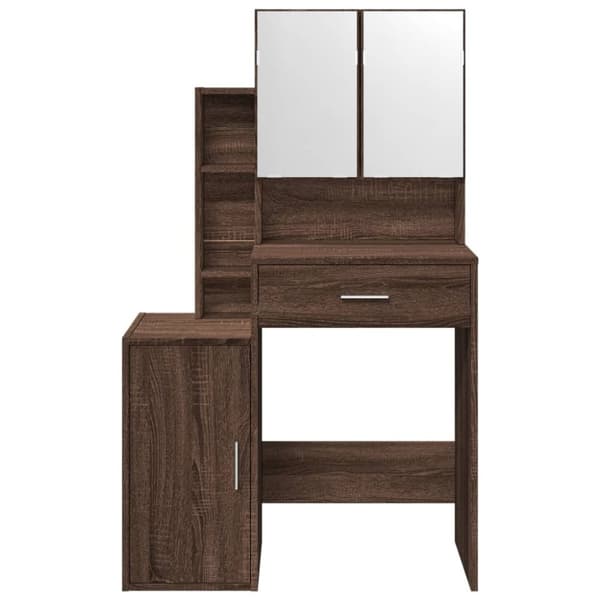 vidaXL makeupbord med skab 80x35x132 cm brun egetræsfarve