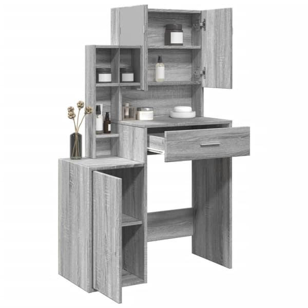 vidaXL makeupbord med skab 80x35x132 cm grå sonoma-eg