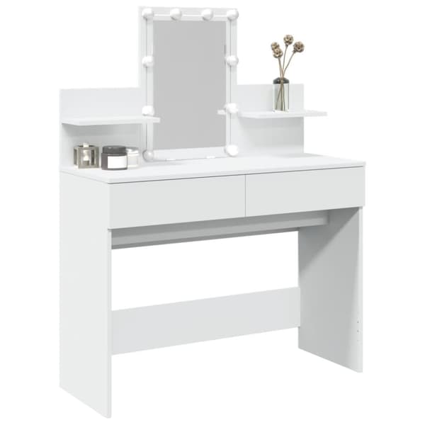 vidaXL makeupbord med LED-lys 100x40x130 cm hvid