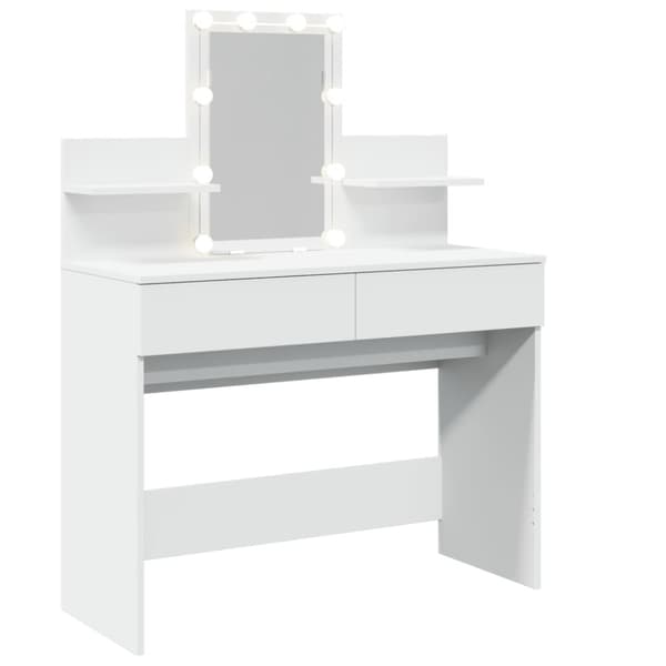 vidaXL makeupbord med LED-lys 100x40x130 cm hvid