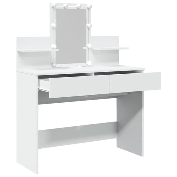 vidaXL makeupbord med LED-lys 100x40x130 cm hvid