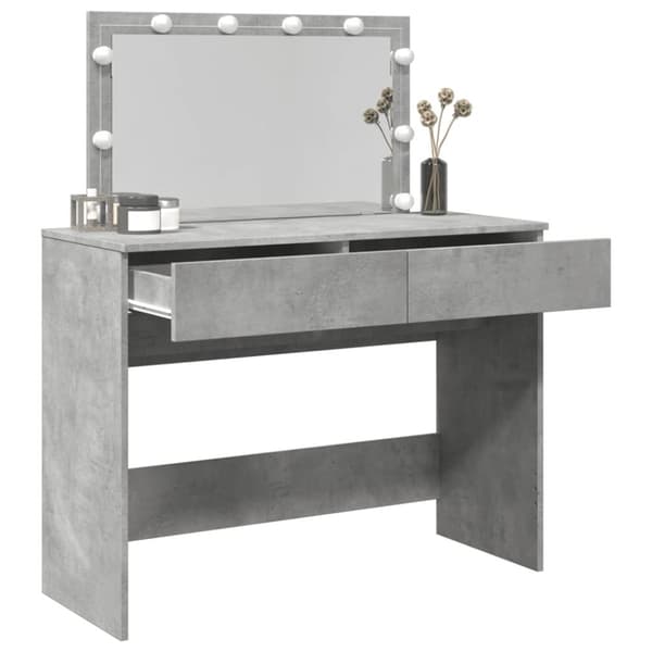 vidaXL makeupbord med LED-lys 100x40x120 cm betongrå
