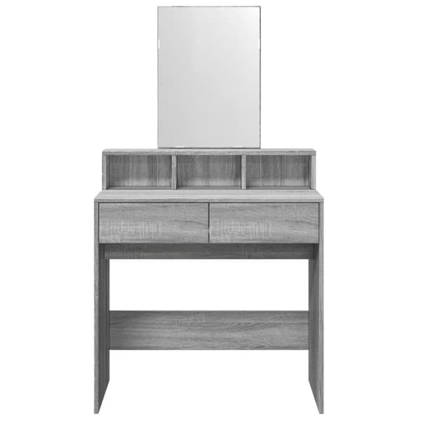 vidaXL makeupbord med spejl 80x41x144,5 cm grå sonoma-eg