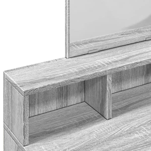 vidaXL makeupbord med spejl 80x41x144,5 cm grå sonoma-eg