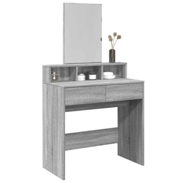 vidaXL makeupbord med spejl 80x41x144,5 cm grå sonoma-eg