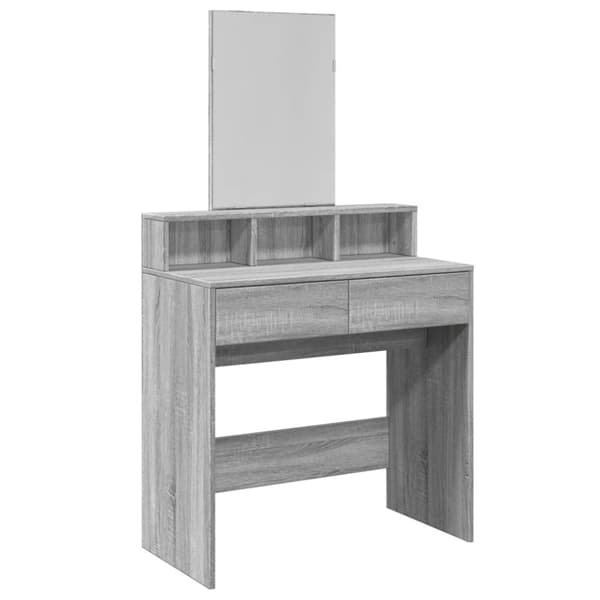 vidaXL makeupbord med spejl 80x41x144,5 cm grå sonoma-eg