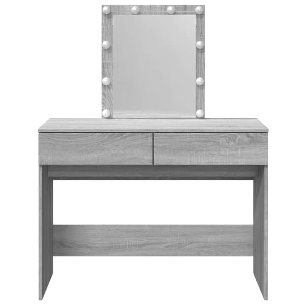 vidaXL Sminkebord med LED grå sonoma 100x40x130 cm
