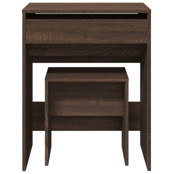 vidaXL Sminkbord med pall brun ek 60x40x113,5 cm