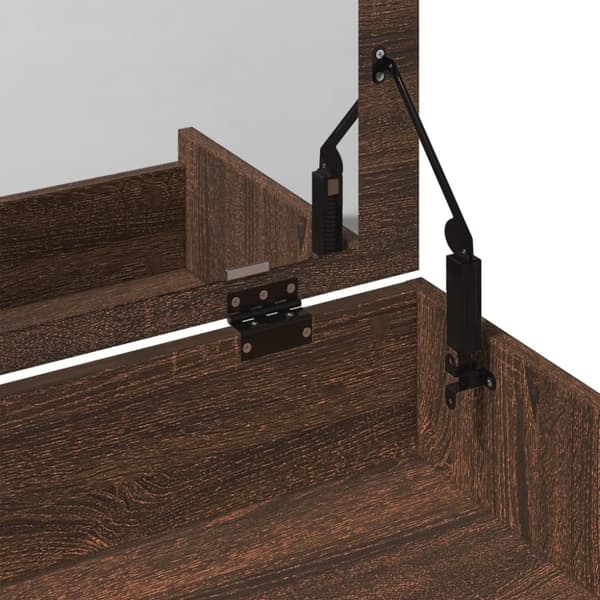 vidaXL Sminkbord med pall brun ek 60x40x113,5 cm