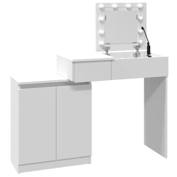 vidaXL Sminkbord med LED vit 115x37x110,5 cm