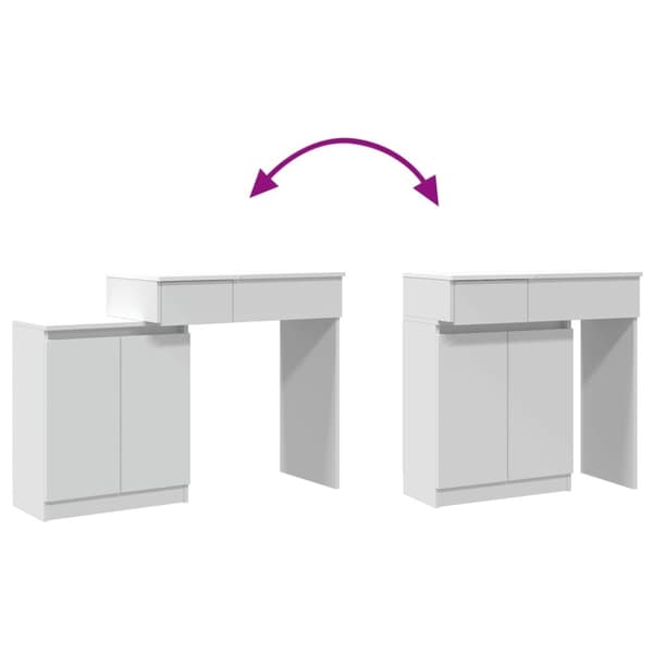vidaXL Sminkbord med LED vit 115x37x110,5 cm