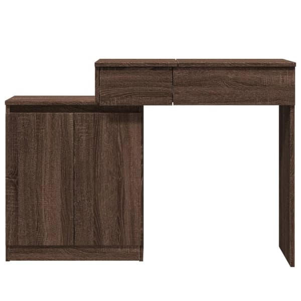 vidaXL Sminkbord med LED brun ek 115x37x110,5 cm