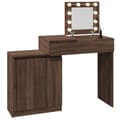 Miniatyrbild 9 av 11: vidaXL Sminkbord med LED brun ek 115x37x110,5 cm