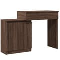 Miniatyrbild 1 av 11: vidaXL Sminkbord med LED brun ek 115x37x110,5 cm