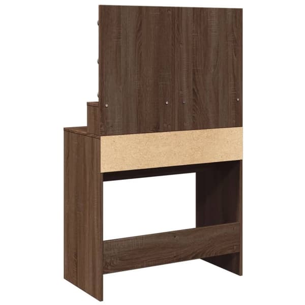 vidaXL Sminkebord med LED brun eik 80x41x134,5 cm