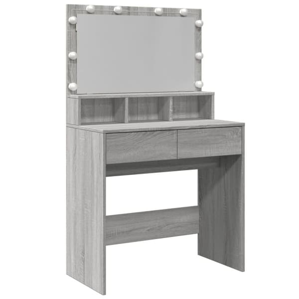 vidaXL Sminkebord med LED grå sonoma 80x41x134,5 cm